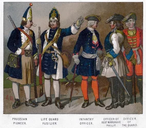 Żołnierze pruscy i francuscy z 1704 r. XIX w.