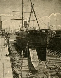 Umieszczenie obelisku w ładowni parowca, 1881 r.