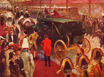 Królowa Aleksandra przybywająca na stację Paddington na pogrzeb królowej Wiktorii, 1901 1906