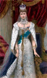 Królowa Aleksandra w pełnych szatach koronacyjnych, 1902