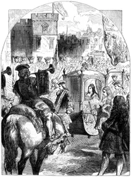 Królowa Anna 1665-1714 ostatni postęp do budynku parlamentu, Westminster, Londyn, XIX wiek