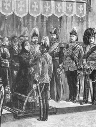Królowa Wiktoria dekorująca oficerów... w Windsorze, 8 grudnia 1879, 1901.