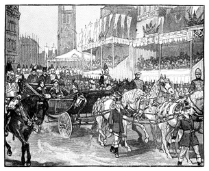Królowa Wiktoria otwiera wiadukt Holborn, Londyn, 1869