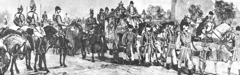 Ostatnie otwarcie parlamentu królowej Wiktorii, Procesja w centrum handlowym, 21 stycznia 1886, 1901.