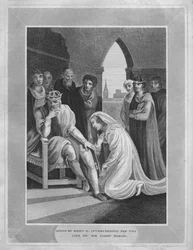Królowa Ryszarda II. Wstawiennictwo za życie Sir Simona Burleya, 1838