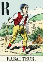 R: Rabatteur - Alfabet myśliwski, c.1890 (rycina)