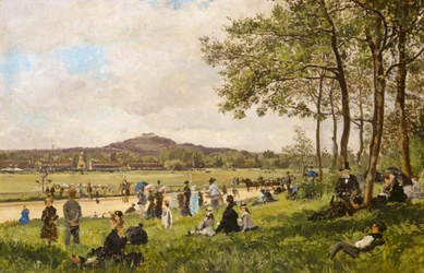 Tor wyścigowy w Longchamps, ok. godz. 1870.
