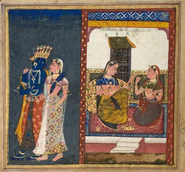 Objęcie Radhy i Kryszny, Liść z Gita Govindy, c. 1650.