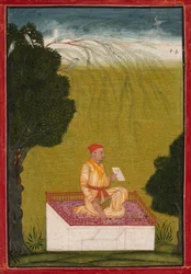 Raja Dalip Singh z Guler na podeście 1720.