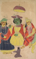 Rama i Sita na tronie wraz z Lakszmaną i Hanumanem na tronie, XIX wiek.