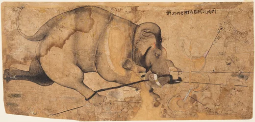 Rao Ram Singhs Elephant Gone Amok, c. 1700.