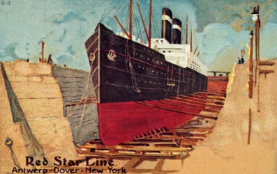 Liniowiec Red Star w suchym doku do naprawy, c1905.
