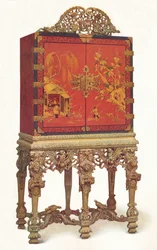 Szafka z czerwonego i złotego lakieru, c1695, 1936