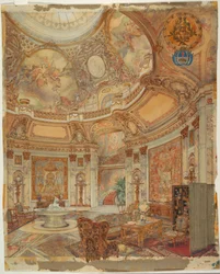 Wizualizacja Wielkiej Galerii Honorowej, Palazzo Paz, Buenos Aires, Argentyna, ca. 1890