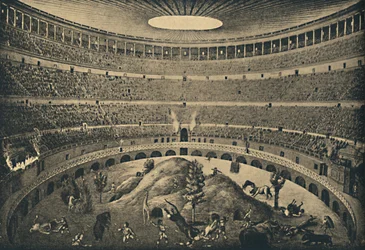 Rzym - Koloseum - Rekonstrukcja polowania na dzikie zwierzęta, 1910