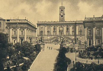 Roma - Kapitol: w centrum Pałac Senatorów obecnie Ratusz, 1910 r.