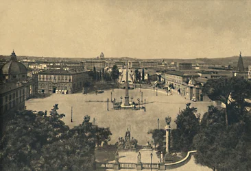 Roma - Widok z Ogrodu Pinciana: Plac topoli Popolo, 1910