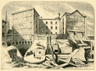 Szczątki rzymskie znalezione w Billingsgate, ok. 1872 r.