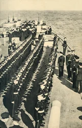 Royal Marines w paradzie na pokładzie statku, II wojna światowa, c1939-c1943 1944.