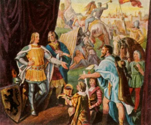 Rudolf Habsburg otrzymuje wiadomość o wyborze na króla Niemiec, 1273, 1936.