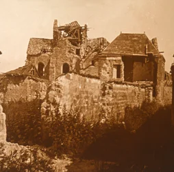 Zrujnowany kościół, Beaumont-sur-Vesle, północna Francja, c1914-c1918