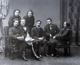 Rosyjski pisarz Maxim Gorky w grupie literackiej Sreda Wednesday, 1902
