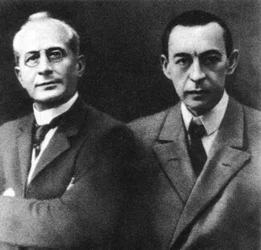 Rosyjski dyrygent Aleksander Siloti i kompozytor Siergiej Rachmaninow, początek XX wieku