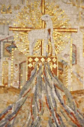 Bazylika opactwa Saint-Maurice, Mozaika Madeleine Diener Baranek Boży i 7 kanałów symbolizujących stworzenie, Saint-Maurice, Suisse