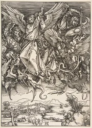 Święty Michał walczący ze smokiem, z Apokalipsy, 1498.