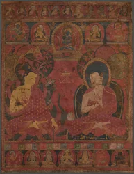Sakjamuni z uczniem Thangka, XIV wiek.