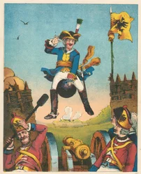 Scena z Przygód barona Munchausena Rudolpha Ericha Raspe, ok. 1850