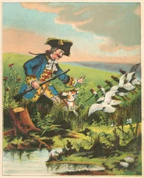 Scena z Przygód barona Munchausena Rudolpha Ericha Raspe, ok. 1850