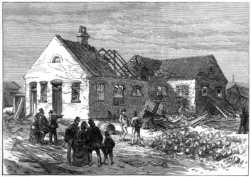 Scena eksplozji w fabryce wkładów, Greenwich Marshes, 1872