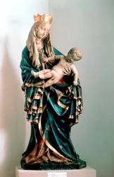 Schone Madonna, malowany posąg, z Pfarrkirche, Bad Aussee, Austria