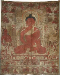 Siedzący Amitabha z opiekunami, ok. godz. 1100s.