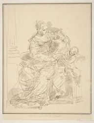 Siedząca kobieta z puttem, 1775.