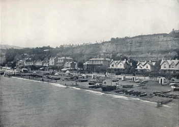 Shanklin - Widok na plażę i wzgórza, 1895