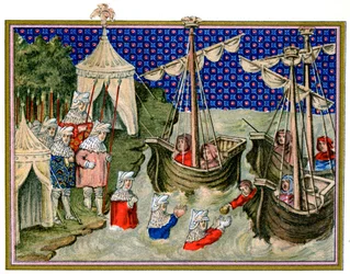 Statki przynoszące zaopatrzenie angielskiemu gospodarzowi, kampania Ryszarda II w Irlandii, 1399, 1893