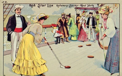 Shuffleboard na pokładzie statku pasażerskiego Red Star Line, 1907.