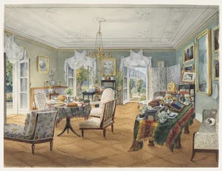 Salon w posiadłości wiejskiej, lata 1830-1840