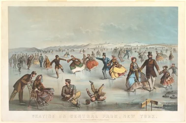 Łyżwiarstwo w Central Parku w Nowym Jorku, 1861.