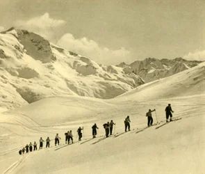 Lekcja narciarstwa, Arlberg, Austria, ok. 1935.