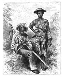 Łapacz węży i dziewczyna z węgla drzewnego, Martynika, ok. 1890 r.