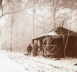 Żołnierze w śniegu, Marquenterre, północna Francja, c1914-c1918