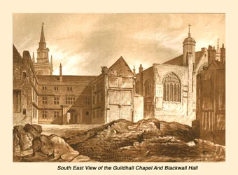 Kaplica Guildhall i Blackwell Hall z widokiem na południowy wschód, 1886 r