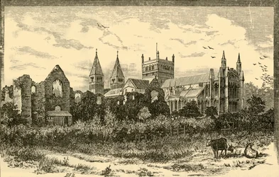 Southwell Minster i ruiny pałacu, 1898.