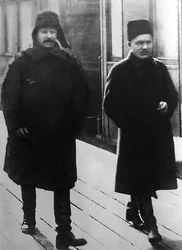 Radzieccy przywódcy Józef Stalin i Siergiej Kirow, Moskwa, ZSRR, 1928