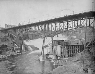 Wodospady Spokane, Waszyngton, ok. 1897.