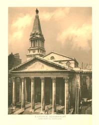 St George, Bloomsbury, Widok od południowego wschodu, połowa końca XIX wieku.