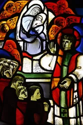 Witraże przedstawiające Księdza Bosko w kościele Notre-Dame-de-la-Trinite, Blois, Francja